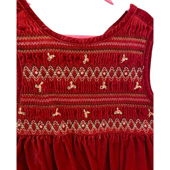 Vintage Gymboree 5Y Nutcracker Smocked Red Velvet Christmas Dress With Blouse an - Picture 4 of 16